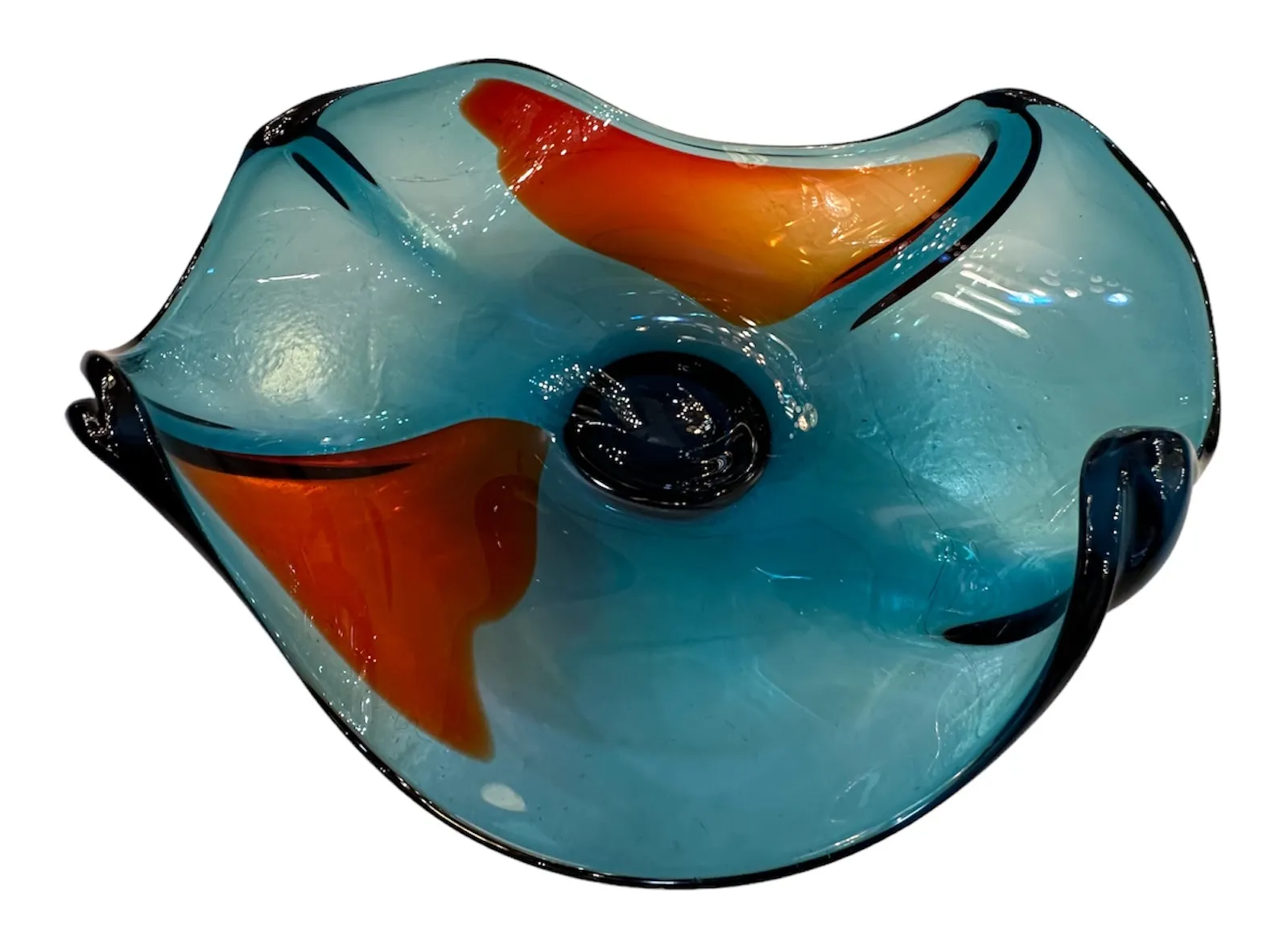 lindo cristal de murano com cores vibrantes e formas fluidas