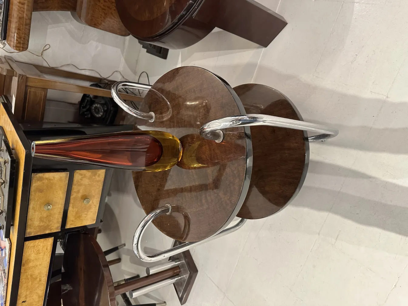 vaso de cristal de murano em tons âmbar e marrom