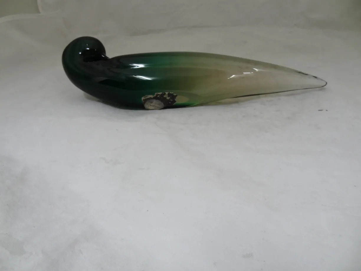 ancien cristal de murano en forme de canard, couleur verte et claire