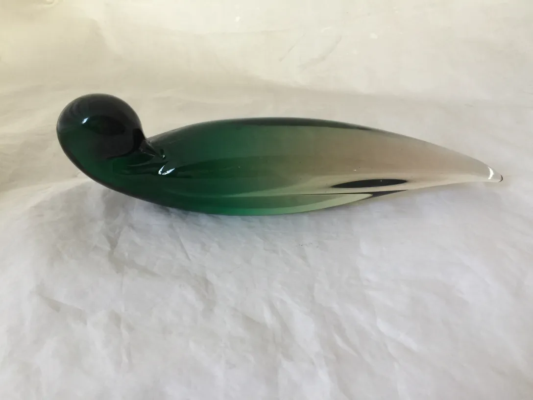 pájaro decorativo de cristal de Murano en tonos verdes