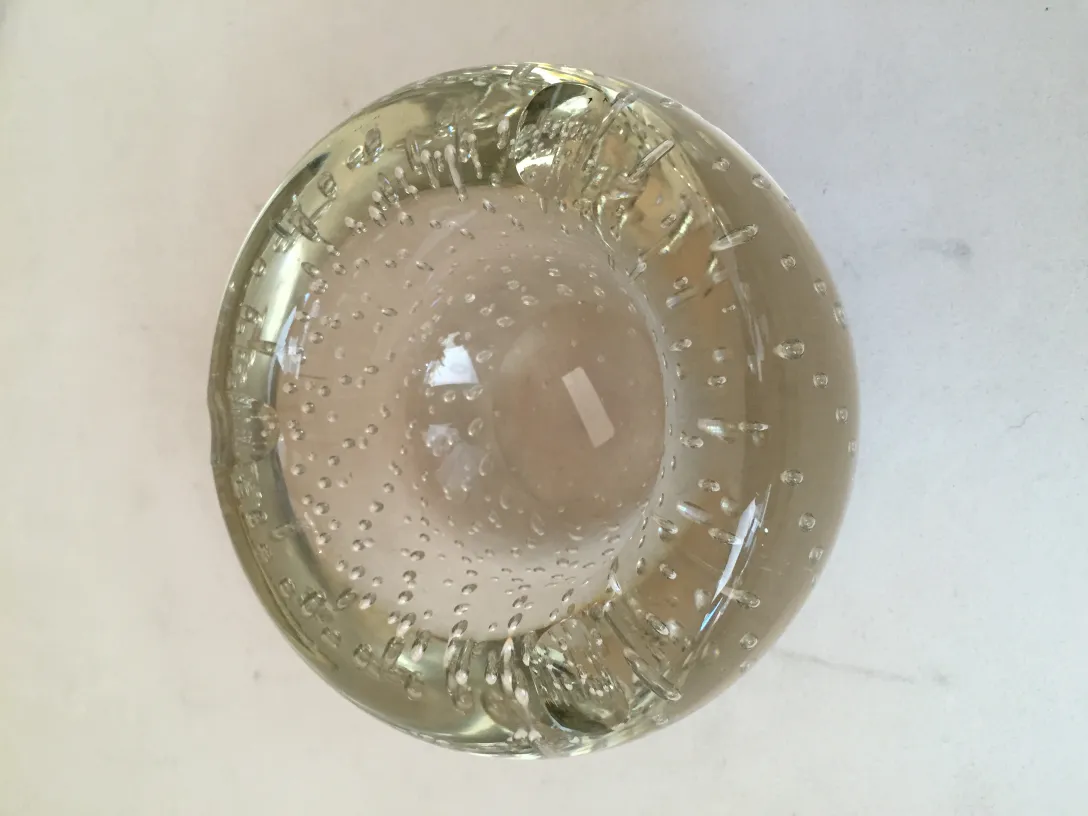 Antique Murano glass with bubbles, transparent and decorative