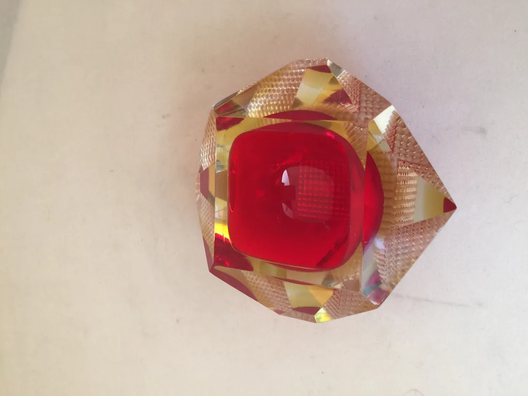 antique Murano glass piece in red tones with details