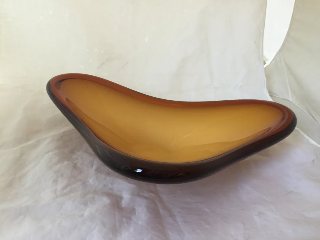 bowl made of murano glass in amber and brown shades
