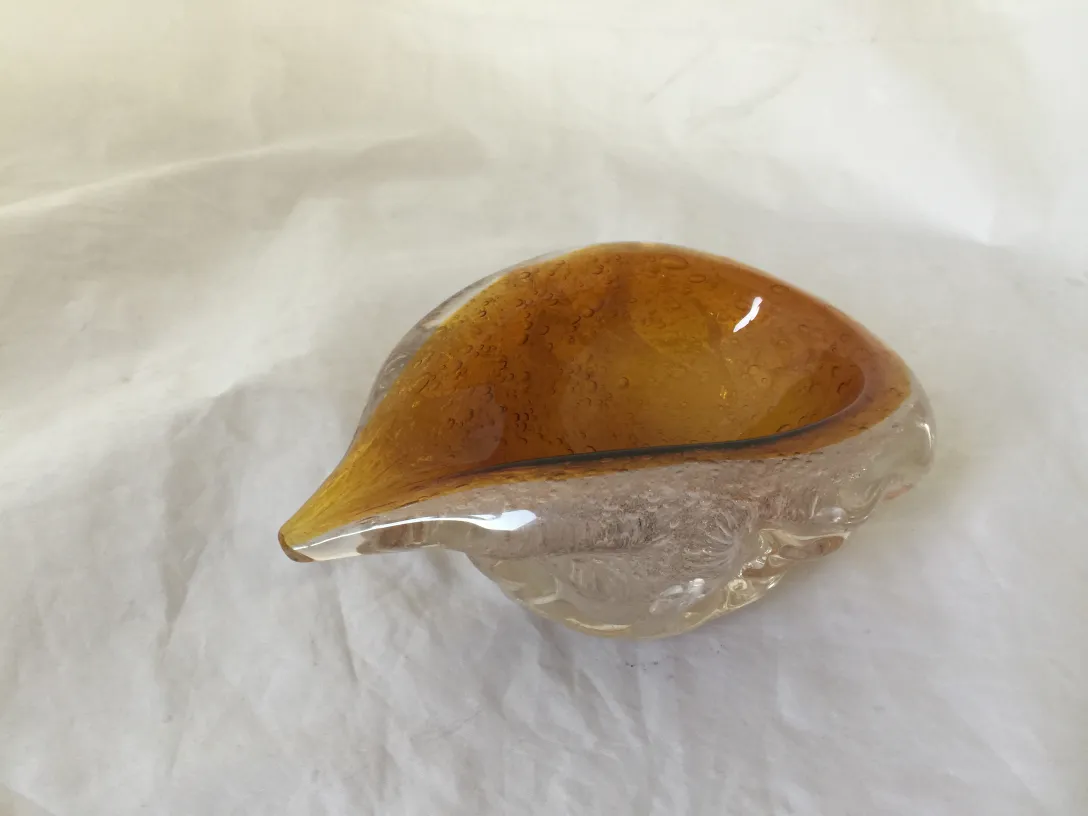 feuille de cristal de murano en tons ambre et clair