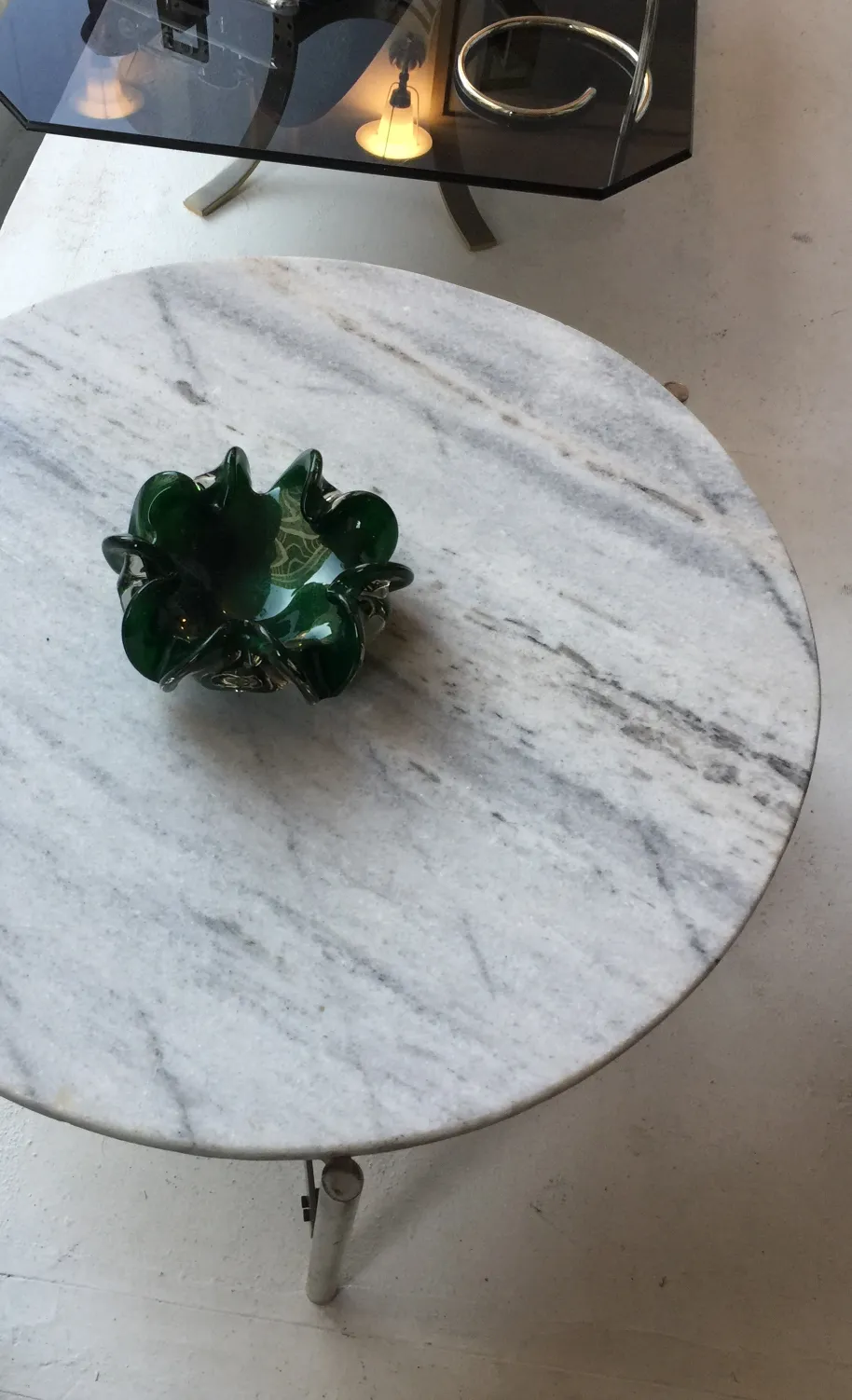 Vetro de Murano antigo em forma de flor verde