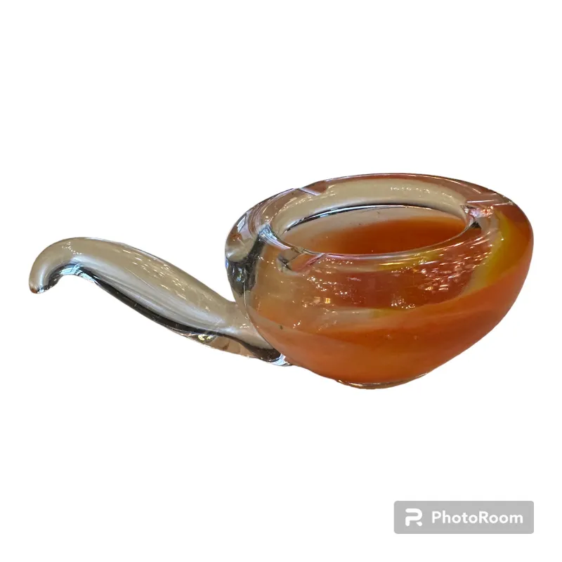 murano-glas tasse mit orange-gelbem design