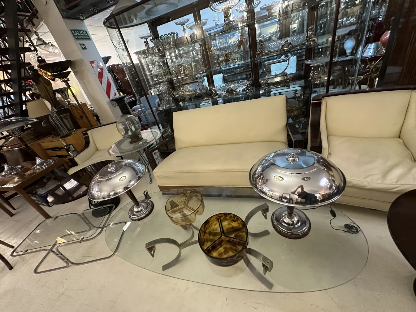 Lámpara antigua con base de cristal de Murano decorativo