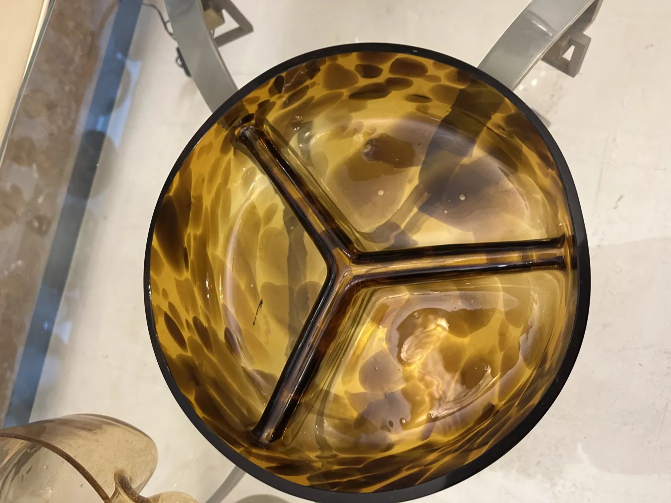 prato decorativo de cristal de murano com misturas de amarelo