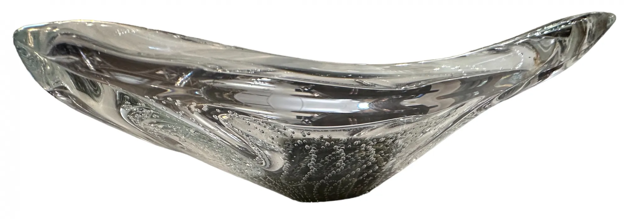 élégant cristal de murano ancien avec des formes ondulées et des bulles