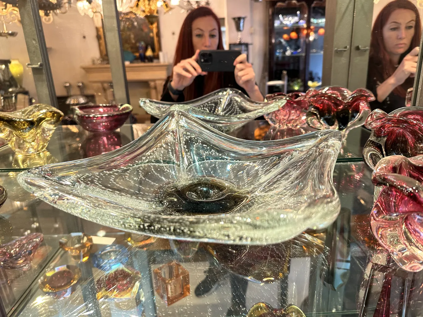 prato antigo de cristal de murano com bolhas