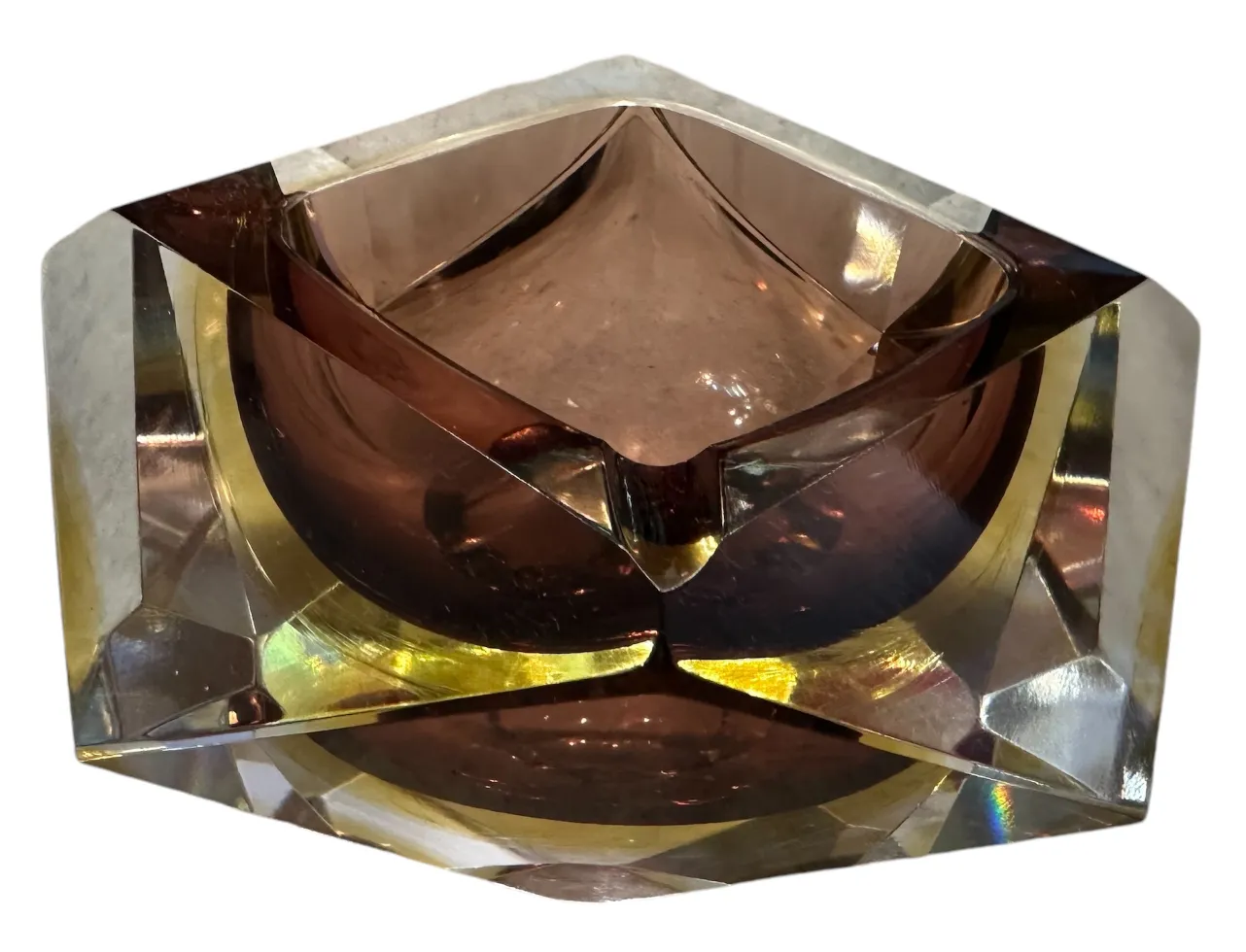 Superbe ancien cristal de Murano en forme hexagonale