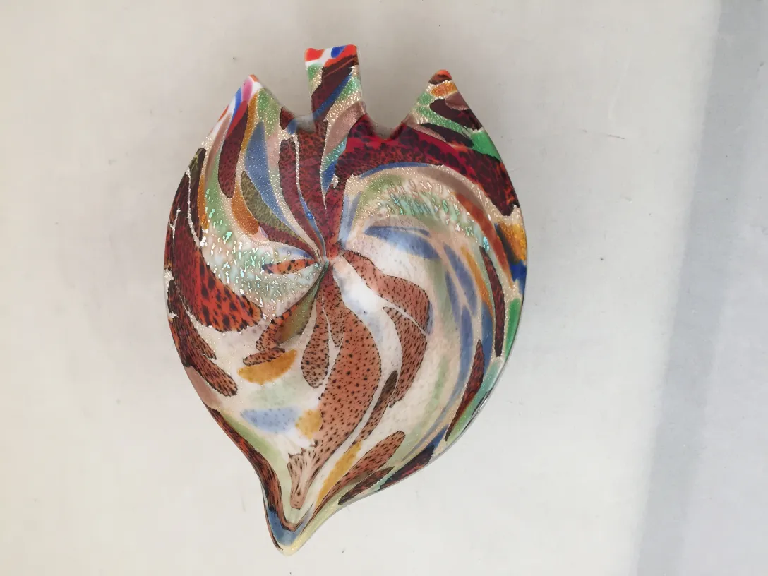 tazón antiguo de cristal de murano con diseño colorido