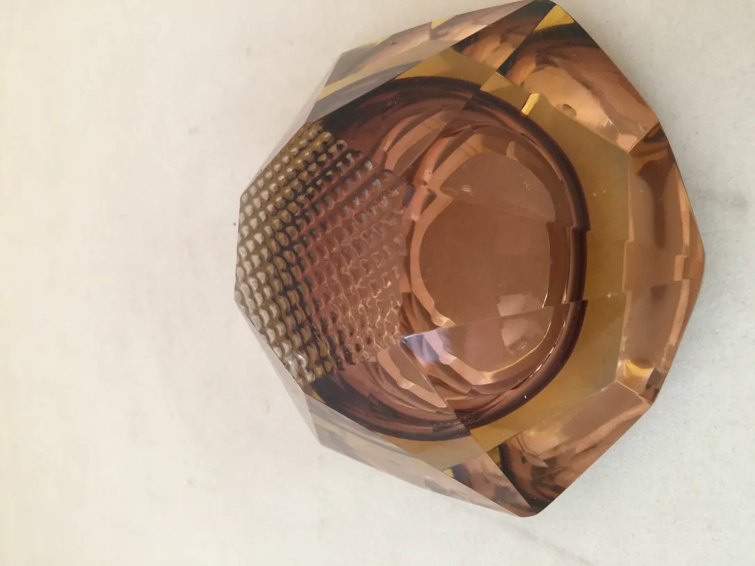 Cristal de Murano ancien aux teintes ambrées et jaunes