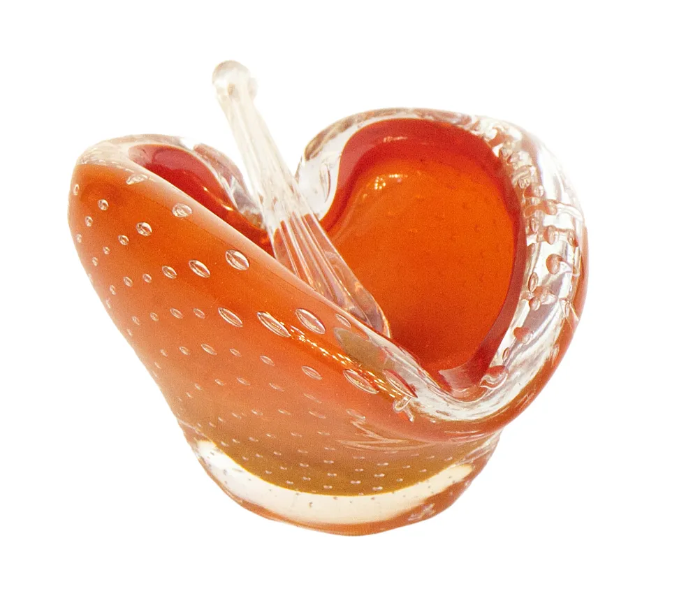 pièce décorative en forme de fleur en cristal de murano orange