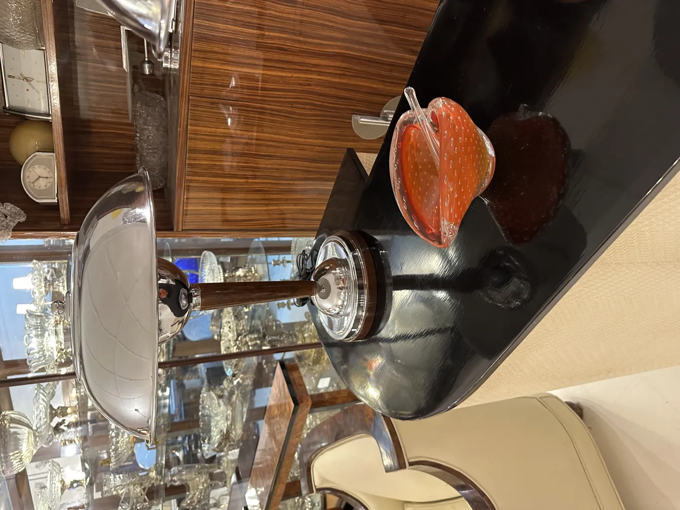 décoration en cristal de murano orange avec détails