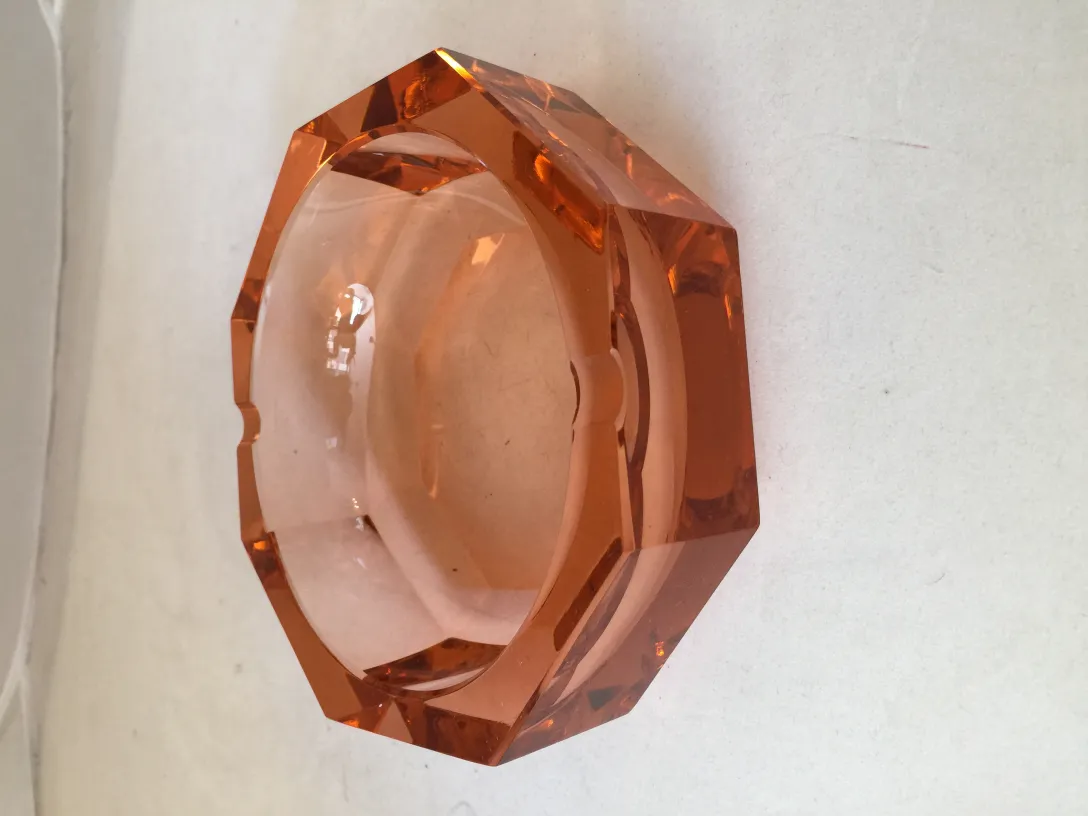 Ancien cristal de Murano en orange, forme octogonale