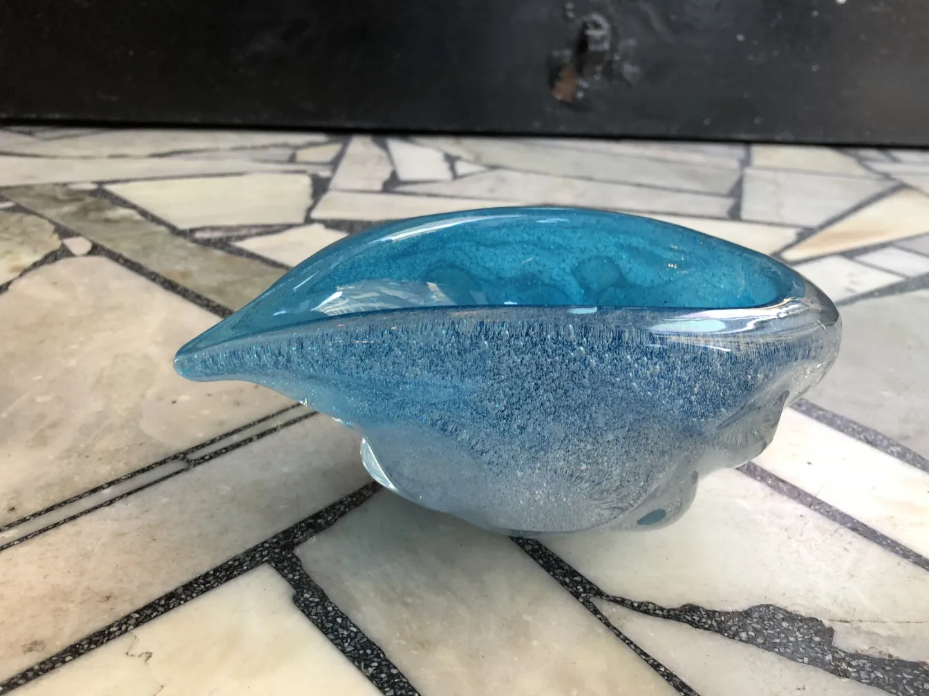 beautiful antique decorative figure of blue murano glass