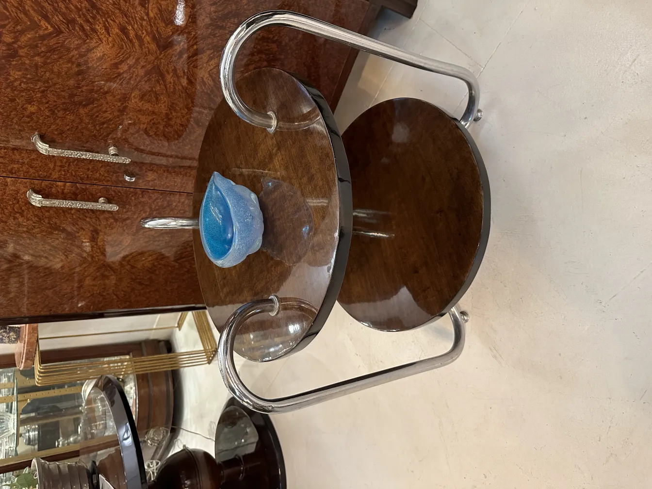 Antico vetro di murano blu decorativo con forma unica