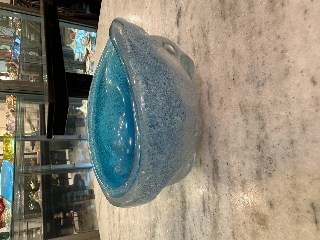 Antikes murano-glas stück in türkis mit struktur