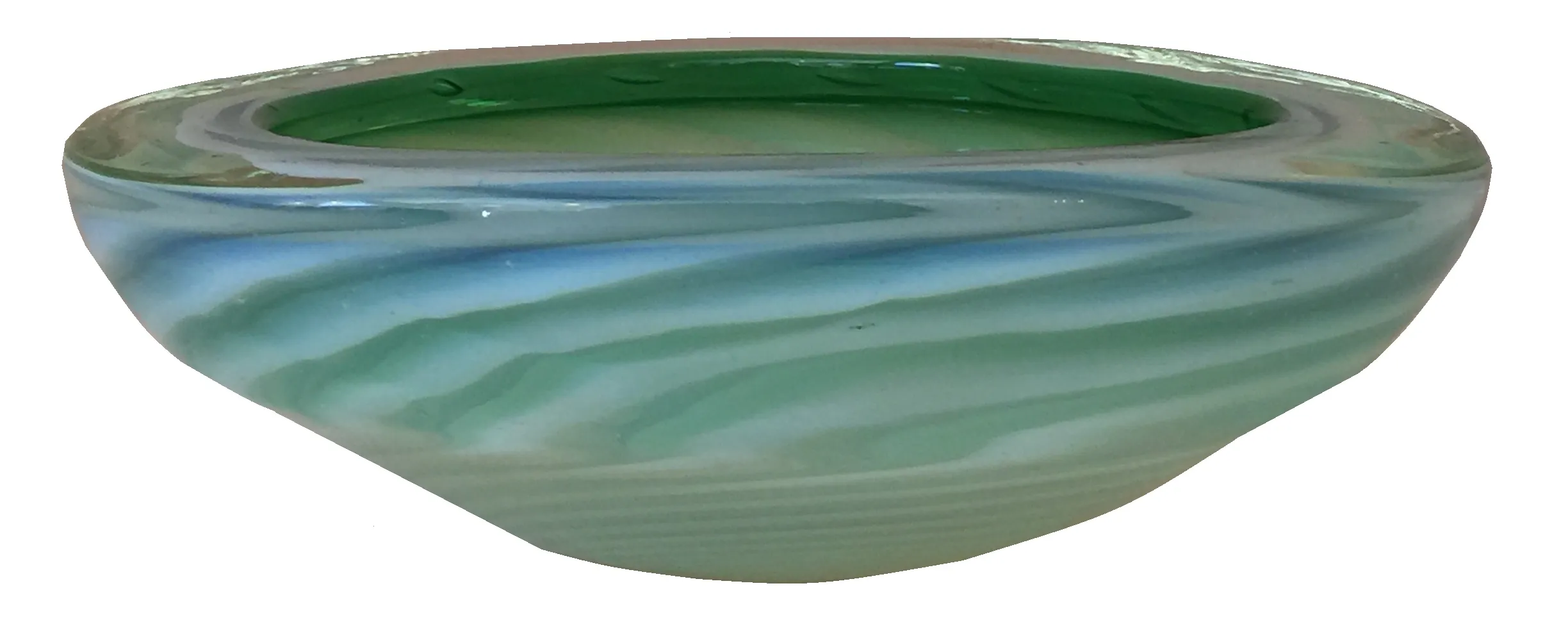 Cuenco antiguo de cristal de Murano en tonos verdes y azules, decorativo