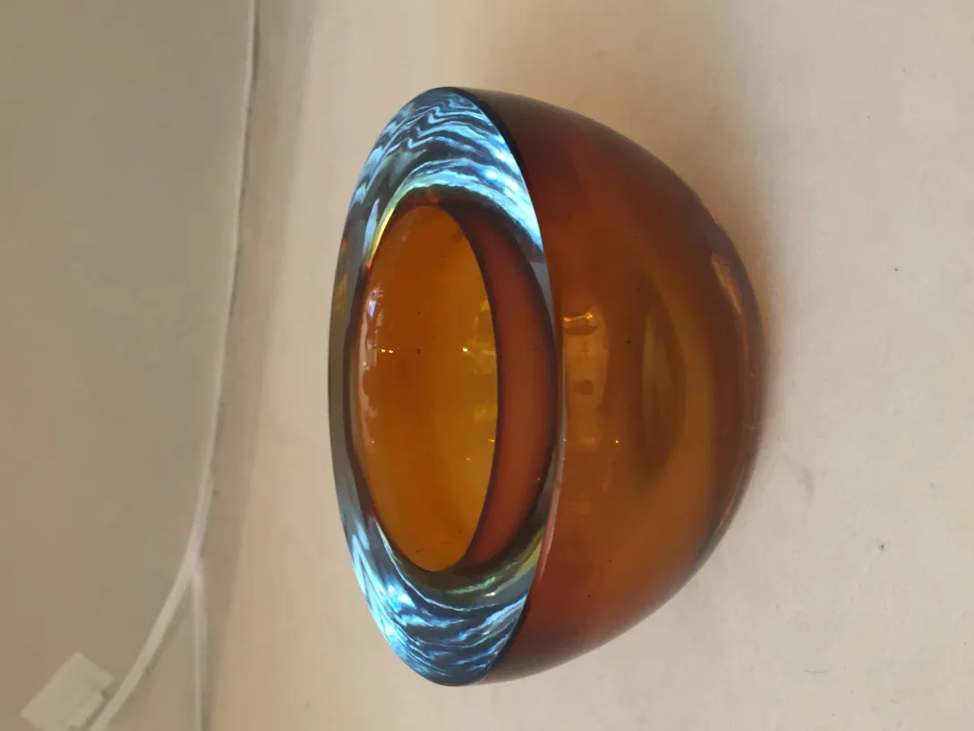 bonita antigüedad de cristal de murano en tonos dorados y azules