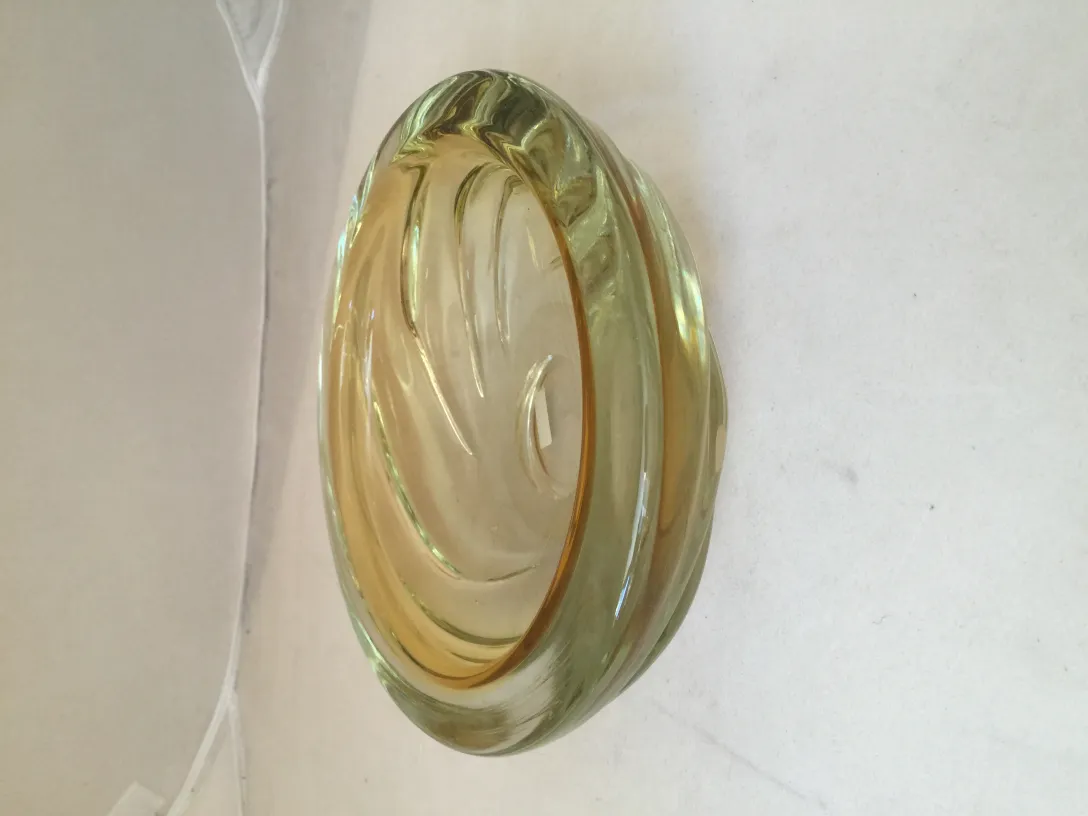 antique murano glass bowl in yellowish color