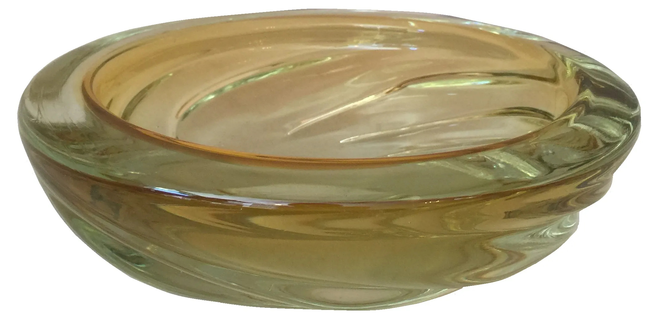 antiguo cristal de murano en color ámbar, diseño redondeado y suave