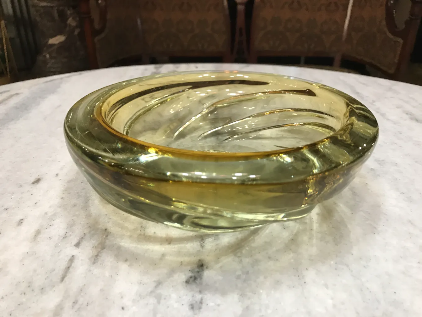 beautiful antique murano glass in elegant yellow shape