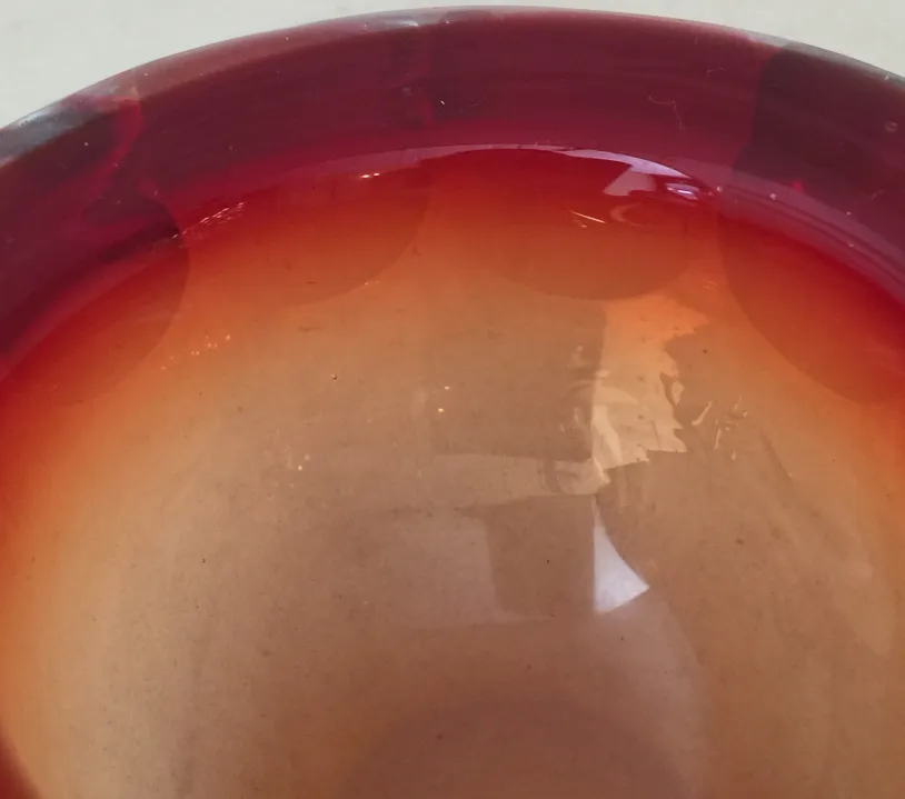 ciotola decorativa in vetro di murano rosso e arancione