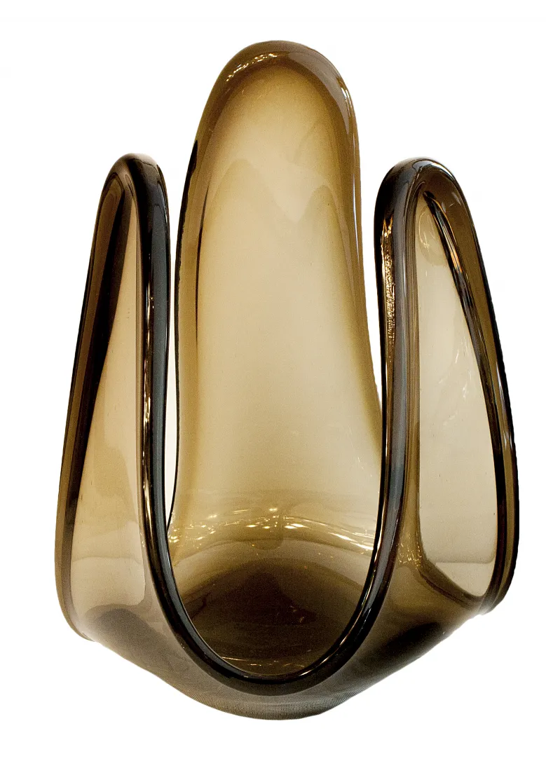 escultura decorativa de cristal de murano en tonos marrones y negros