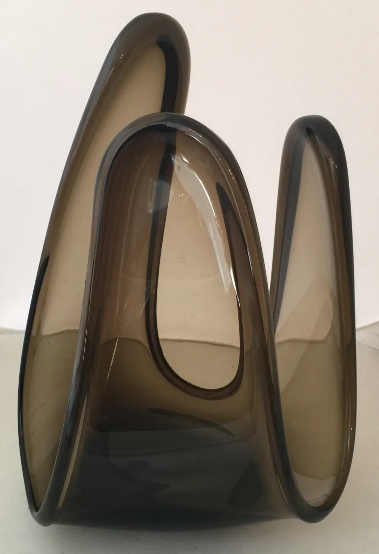 Vetro di Murano antico a forma di onda con colori scuri