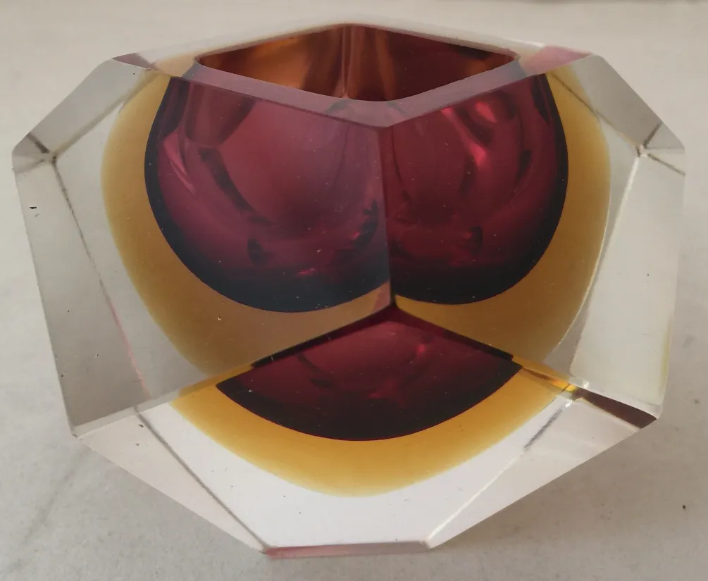 antique murano glass with red and yellow tones, colorful design