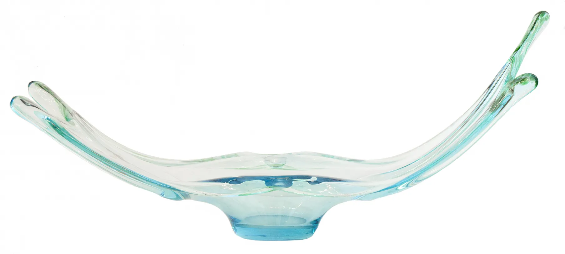 bowl de cristal de murano antigo com detalhes azul claro