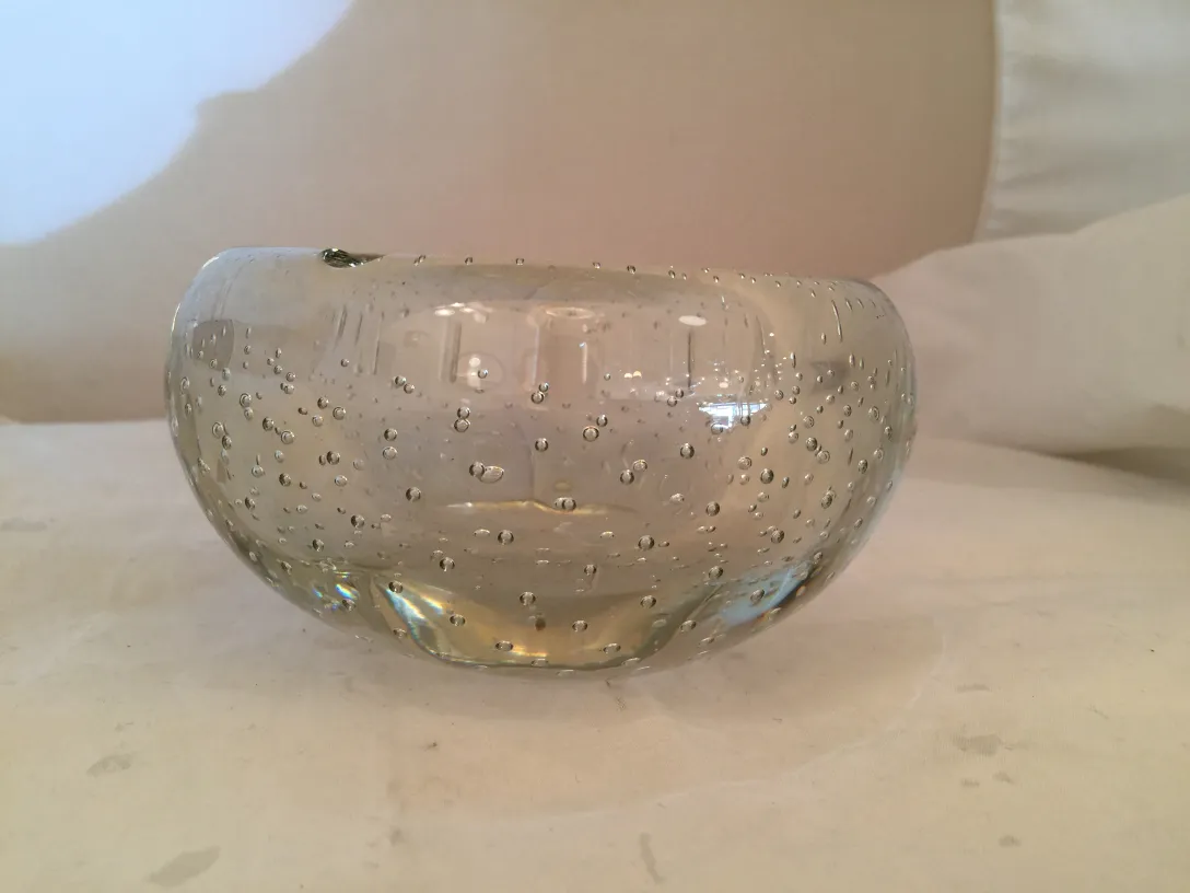 tigela de cristal antigo de murano com bolhas proeminentes