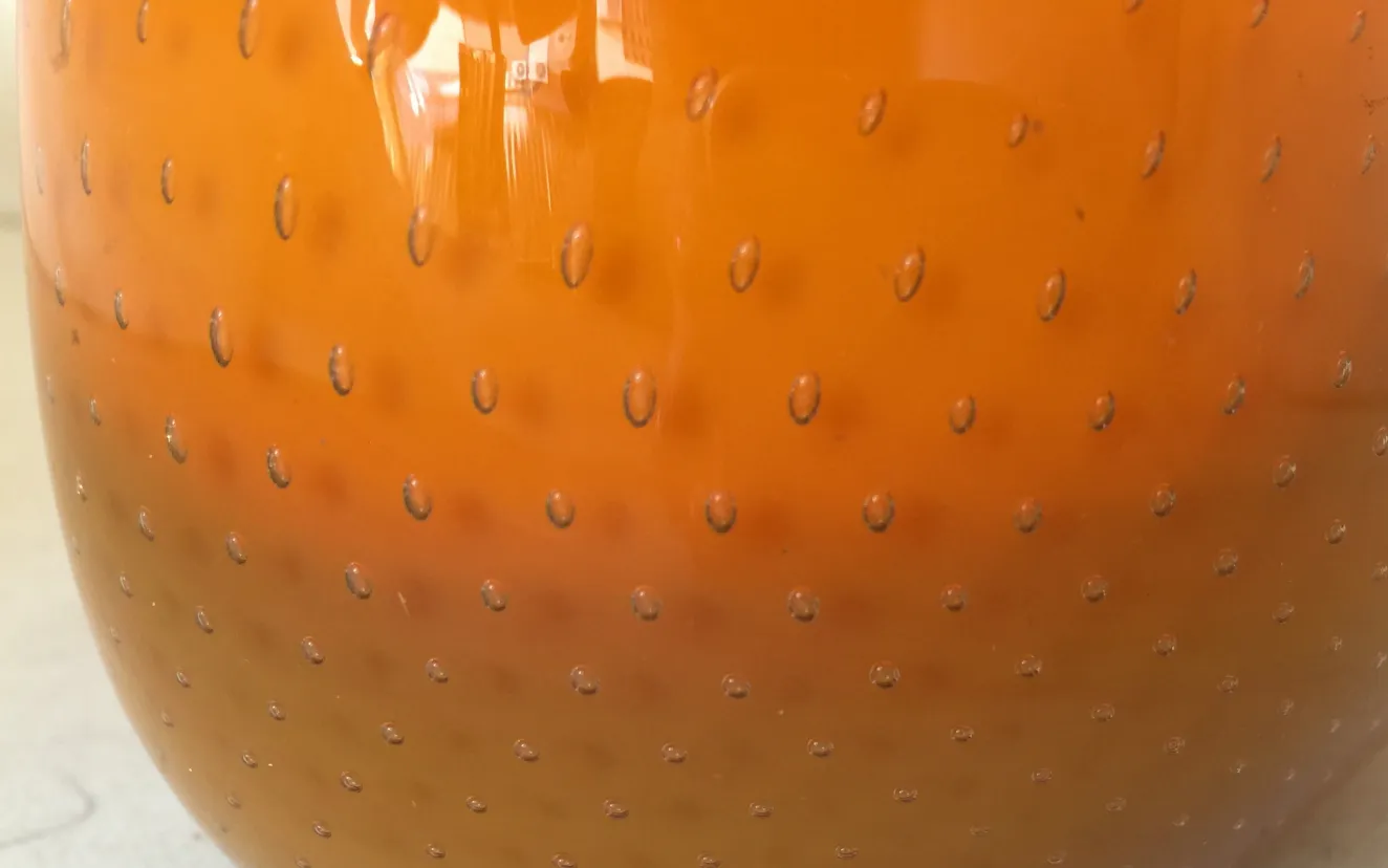 oranje antike murano glas vase mit textur