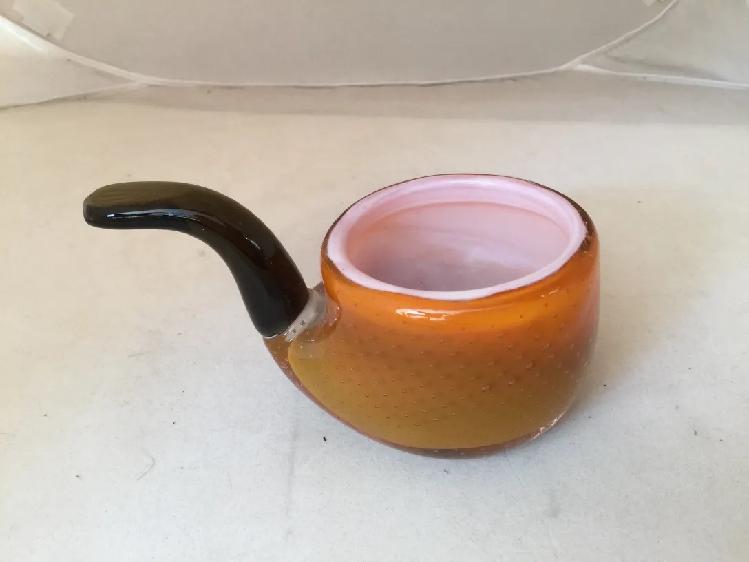 Antico vetro di Murano in tonalità ambra e rosa