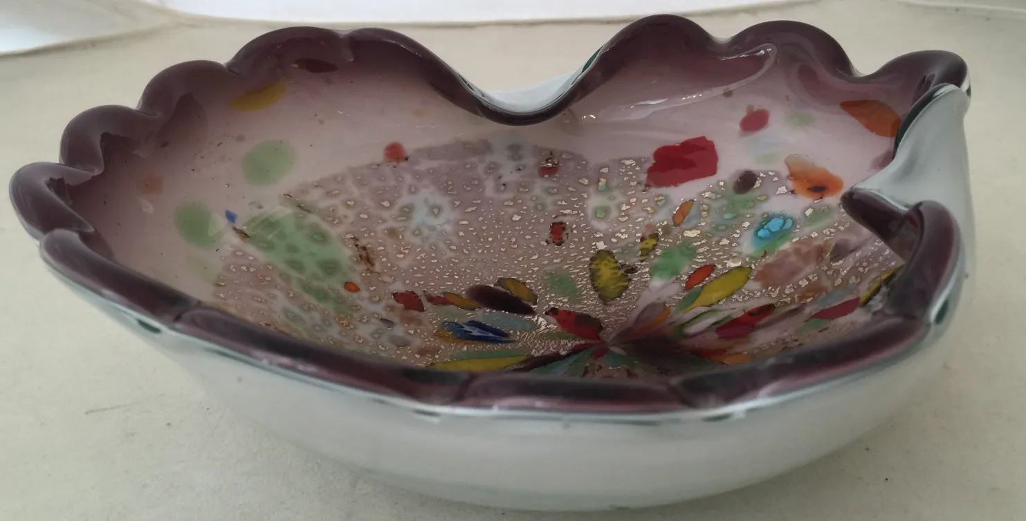 decorative murano glass bowl with vibrant colors