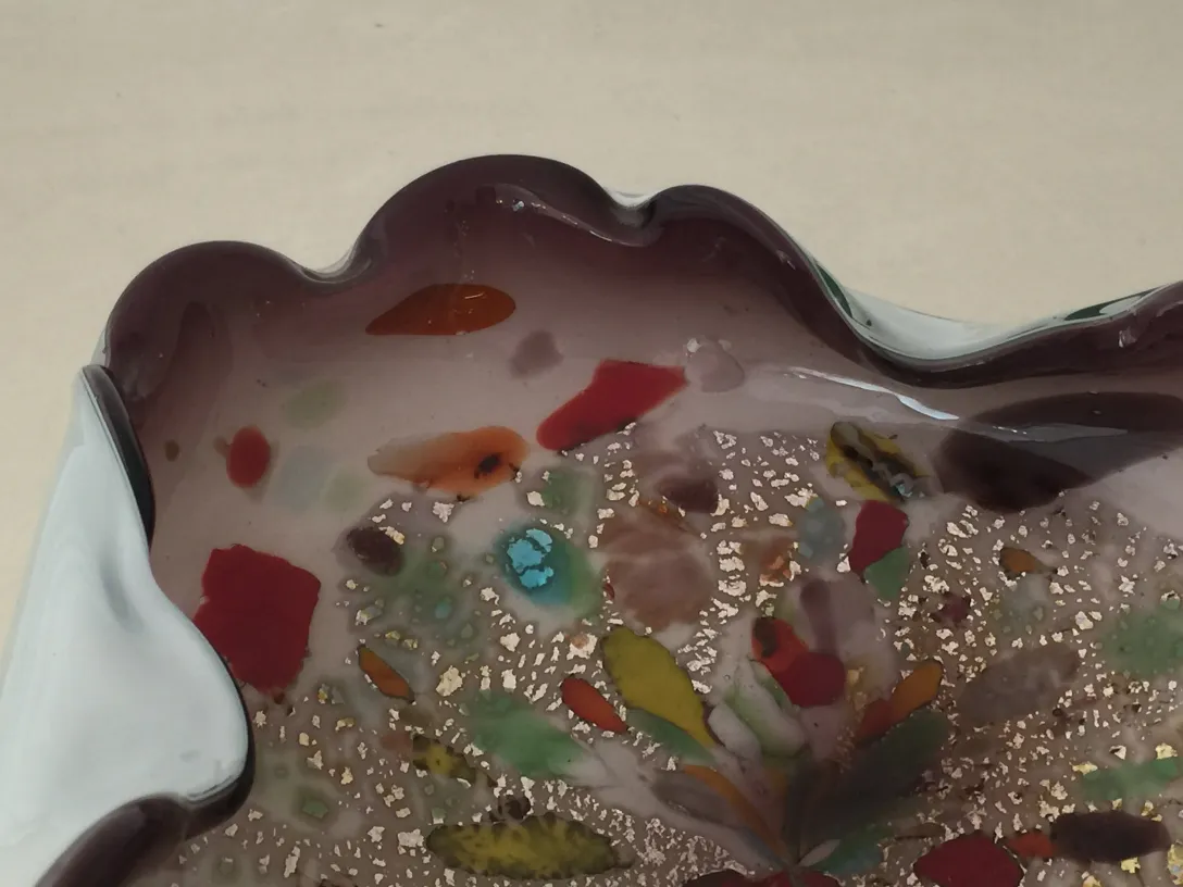 antique murano glass bowl with vibrant colors