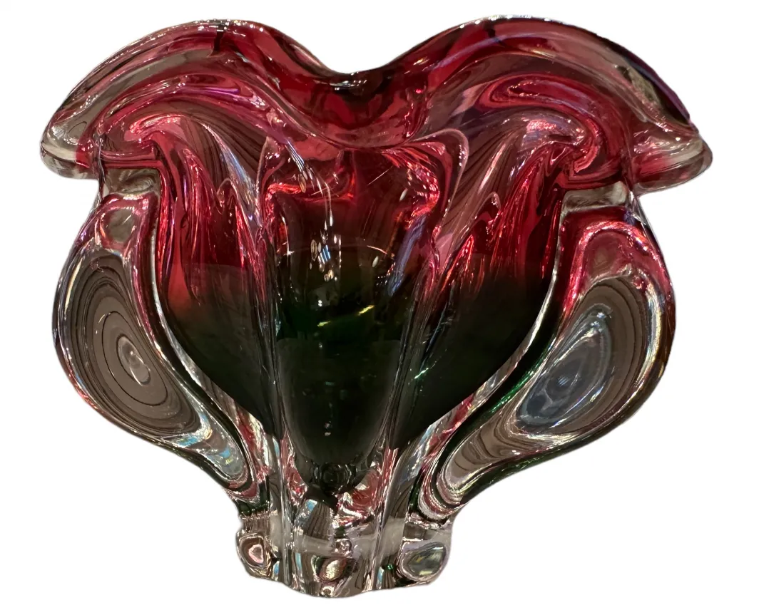 jarrón antiguo de cristal de murano con colores vibrantes