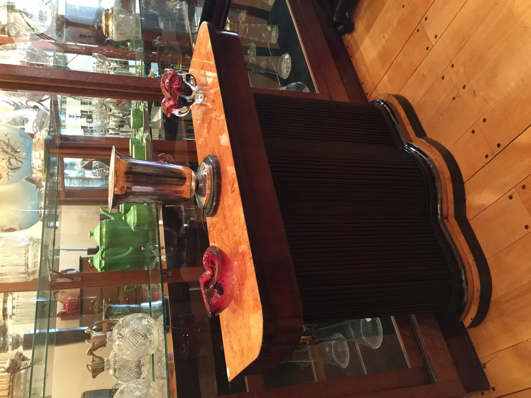 antique murano glass with red decorative details