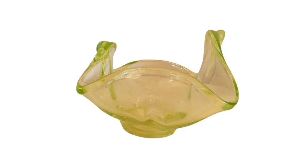 ancien cristal de murano jaune avec détails verts