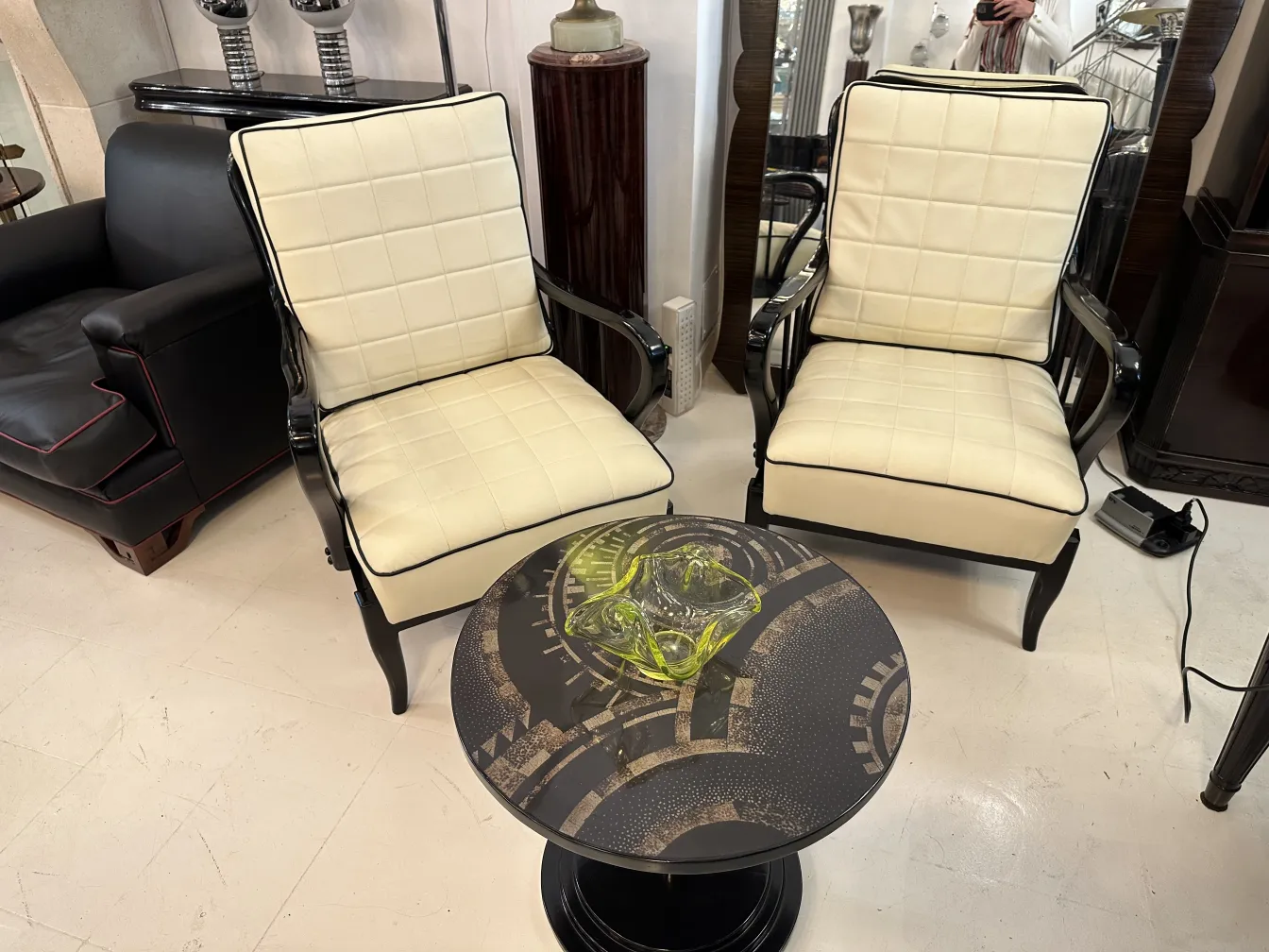 antique murano glass on a decorative table