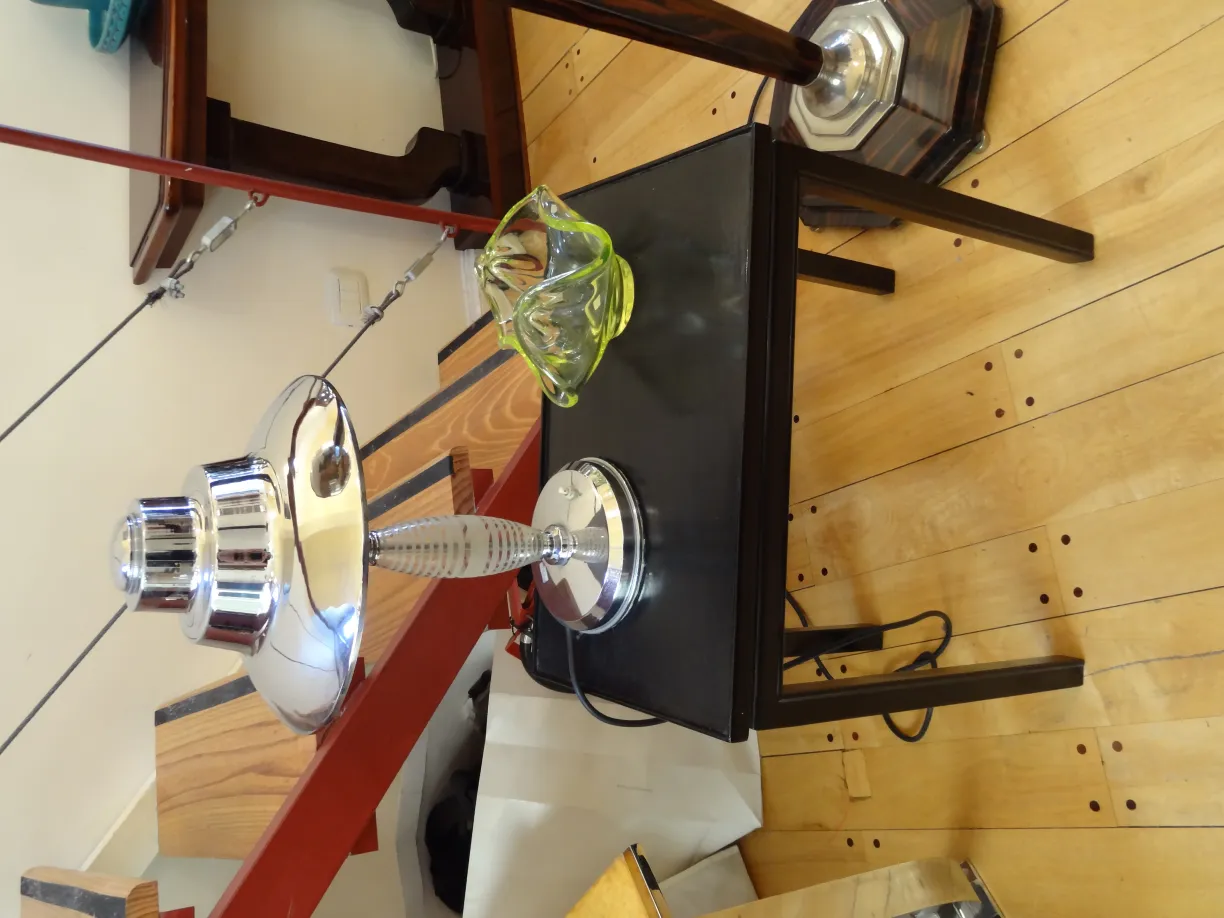 lampe vintage en métal avec base en cristal de murano