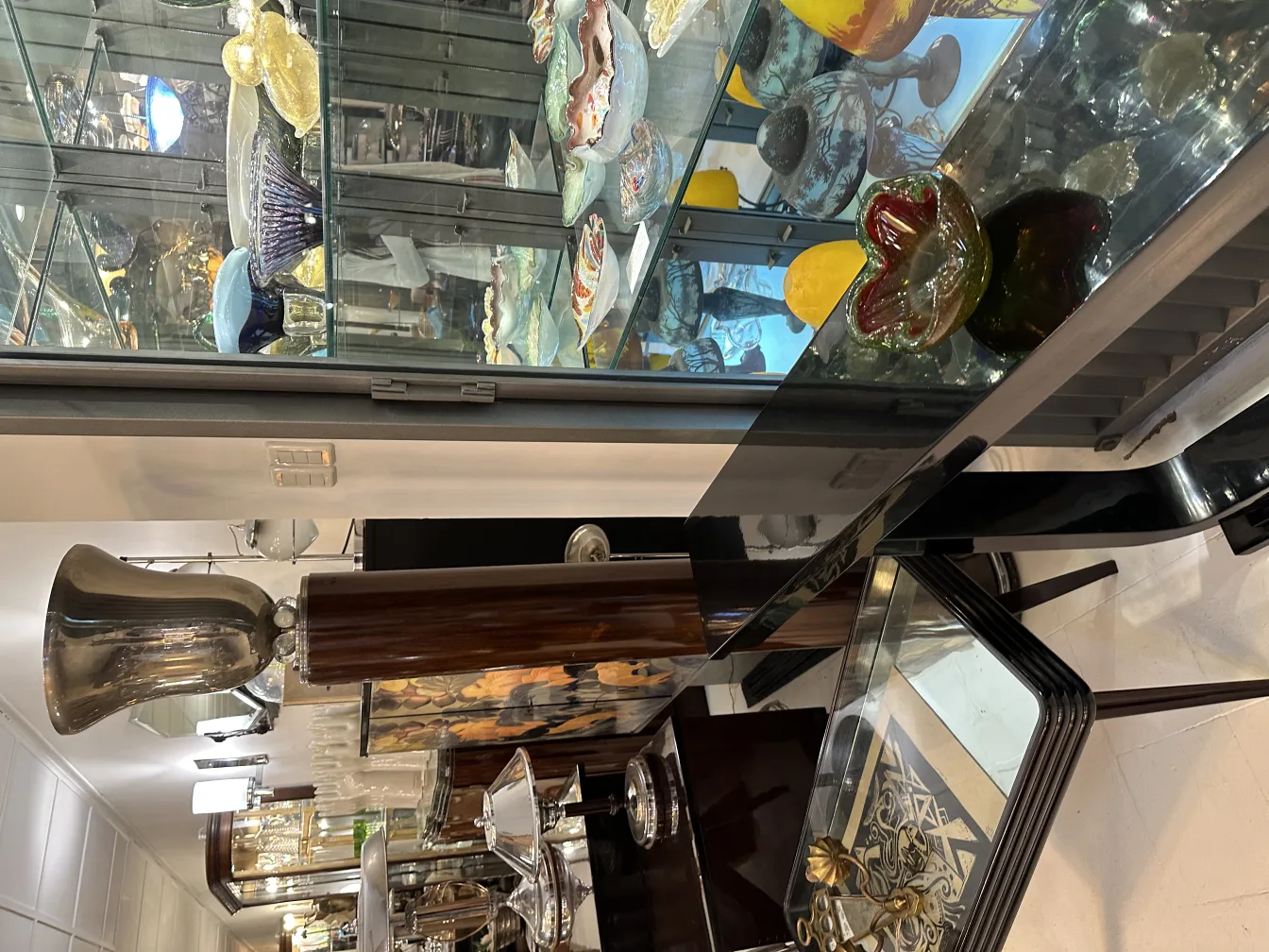 Antique murano glass in green and red color, decorative.