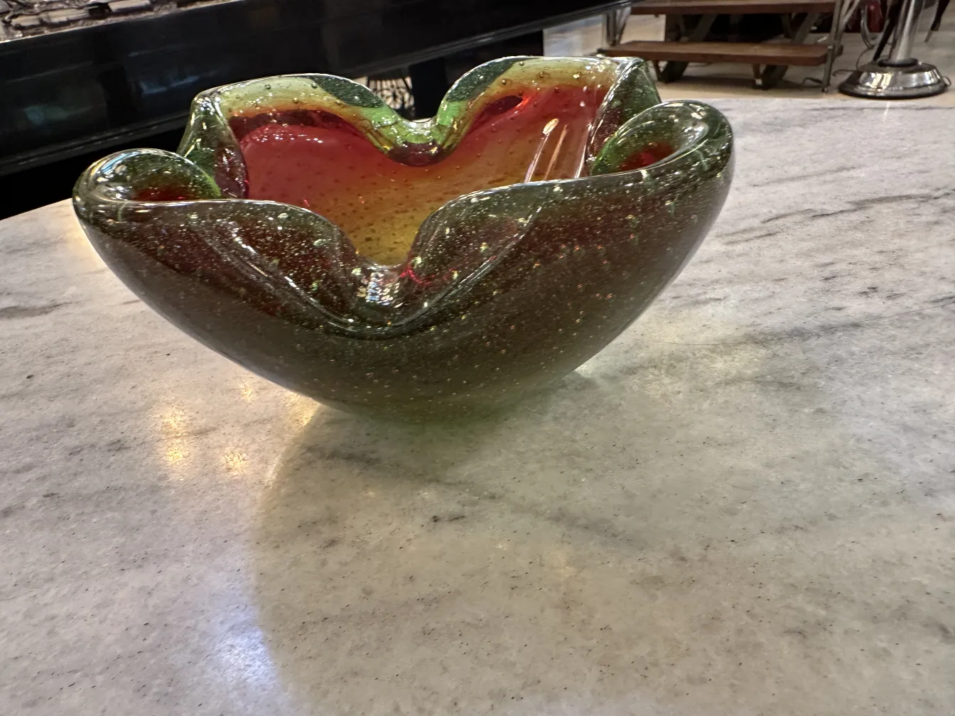 antique murano glass decorative piece with vibrant colors