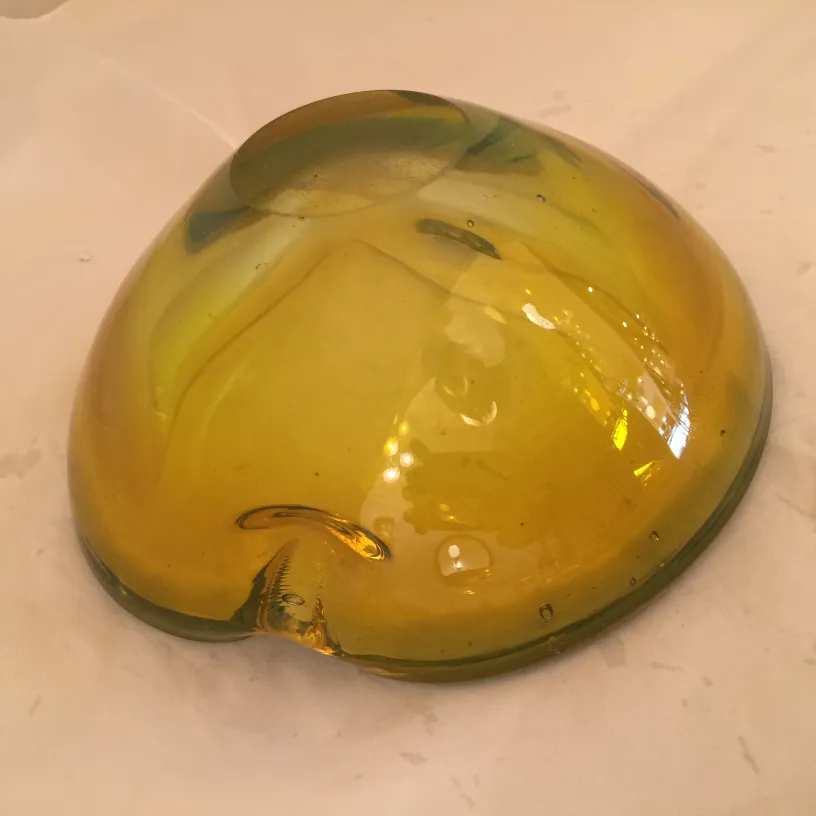 古董穆拉诺玻璃黄色波浪形设计