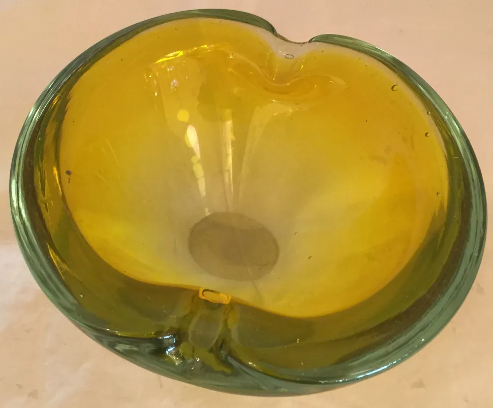 beautiful antique murano glass in yellow shape
