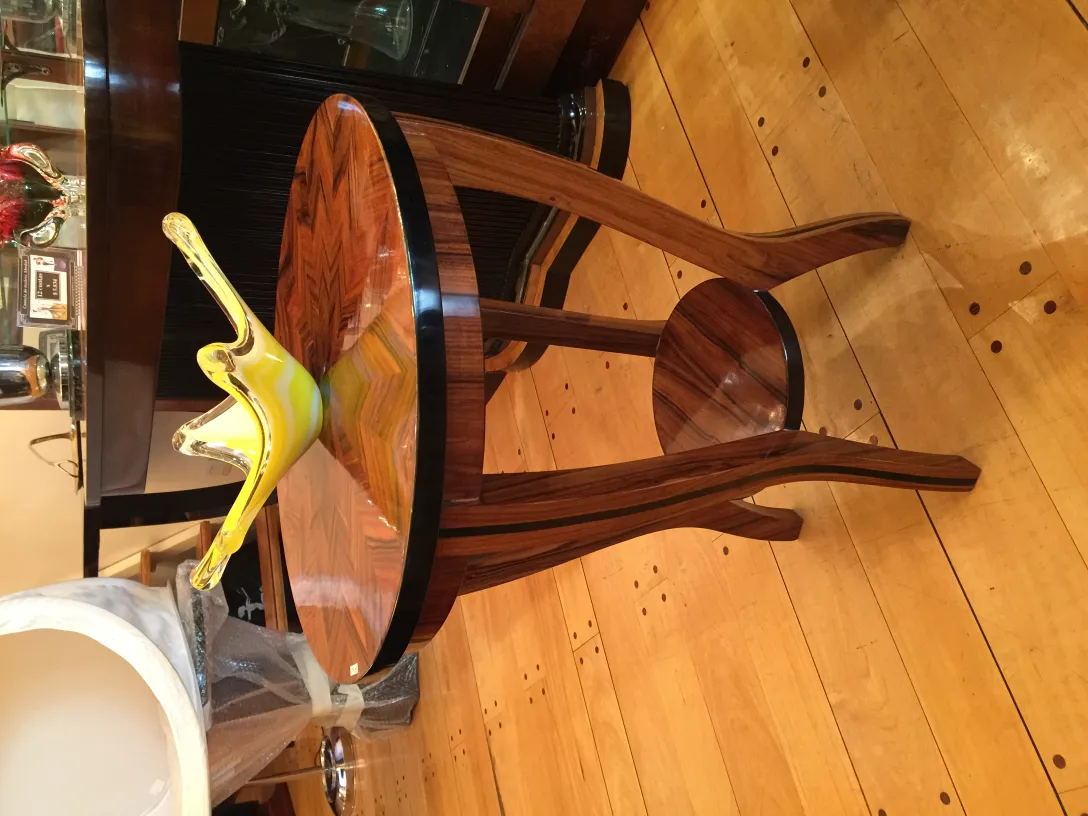 antique murano glass in yellow on wooden table