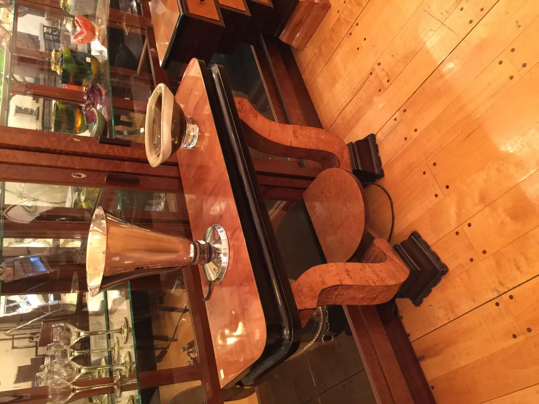 decorative antique murano glass piece displayed in showcase