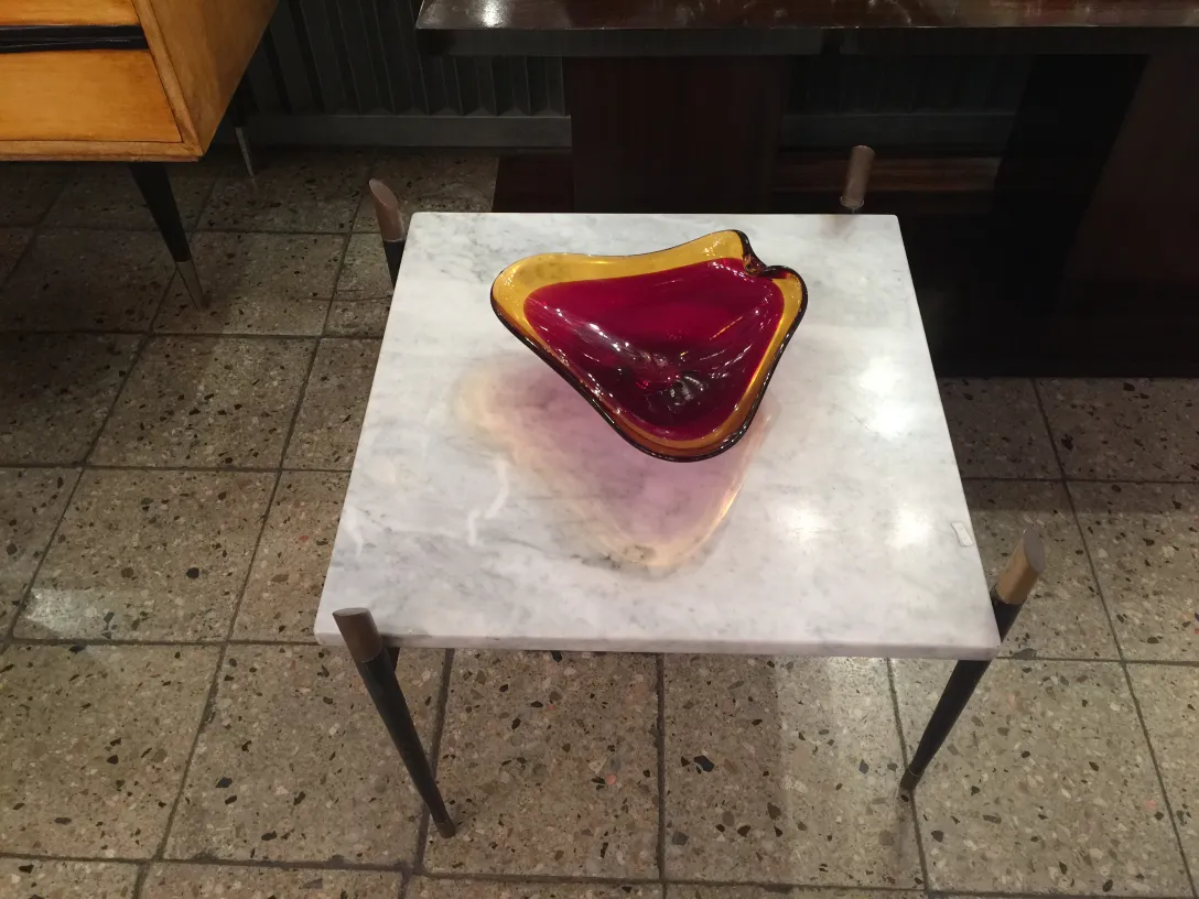 wavy murano glass bowl in red and yellow colors